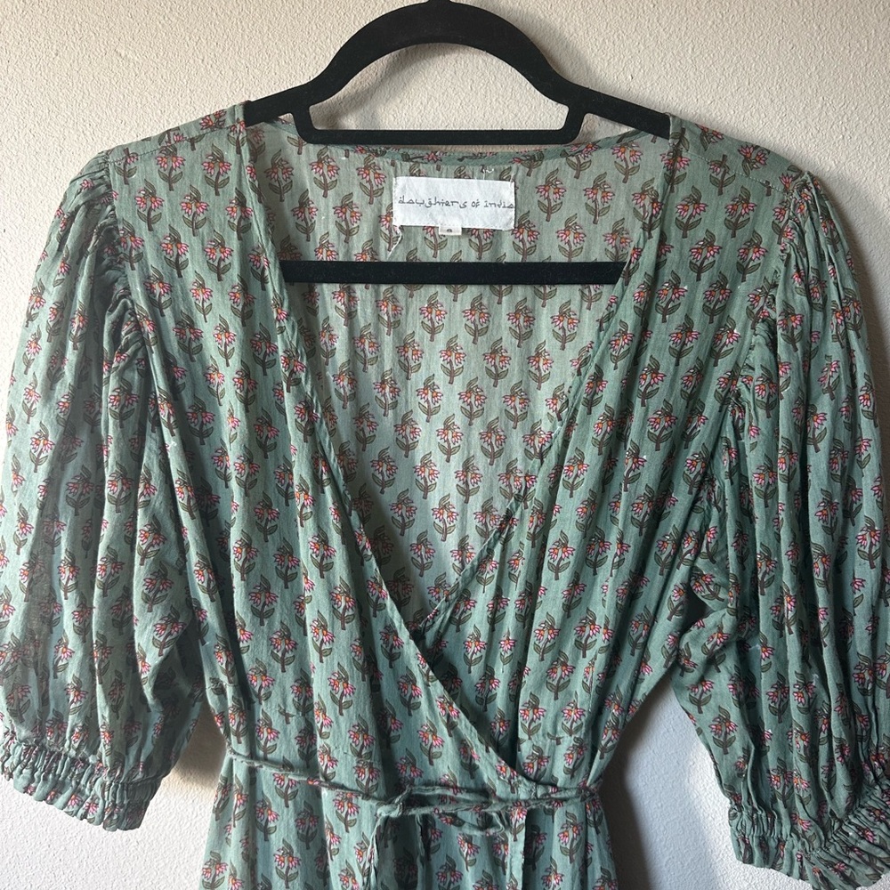 Daughters of India Zuri wrap dress in sage